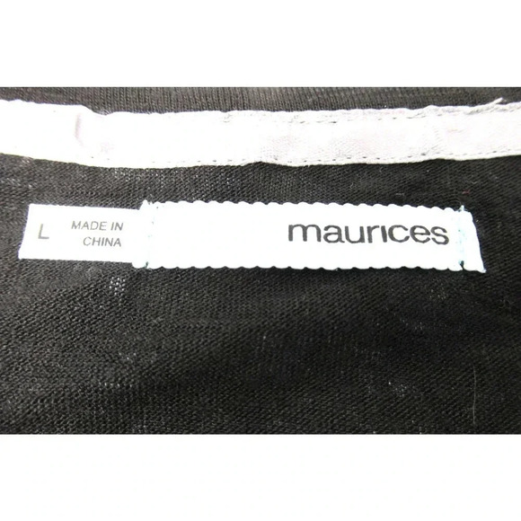 Maurices Top Burnout Tee Rhinestone Embellished Black Silver Sheer Long Sleeve - Picture 6 of 8